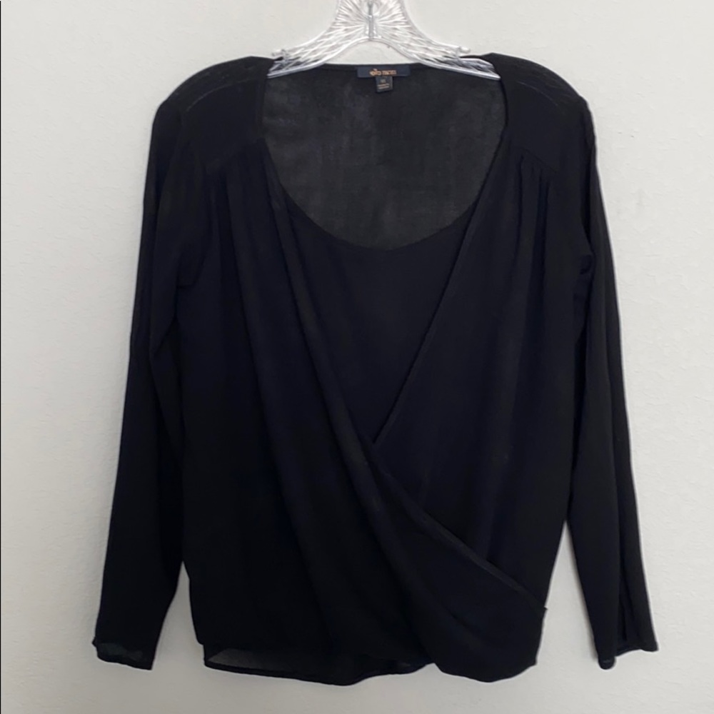 Ella Moss Wrap Front Blouse Black Size XS